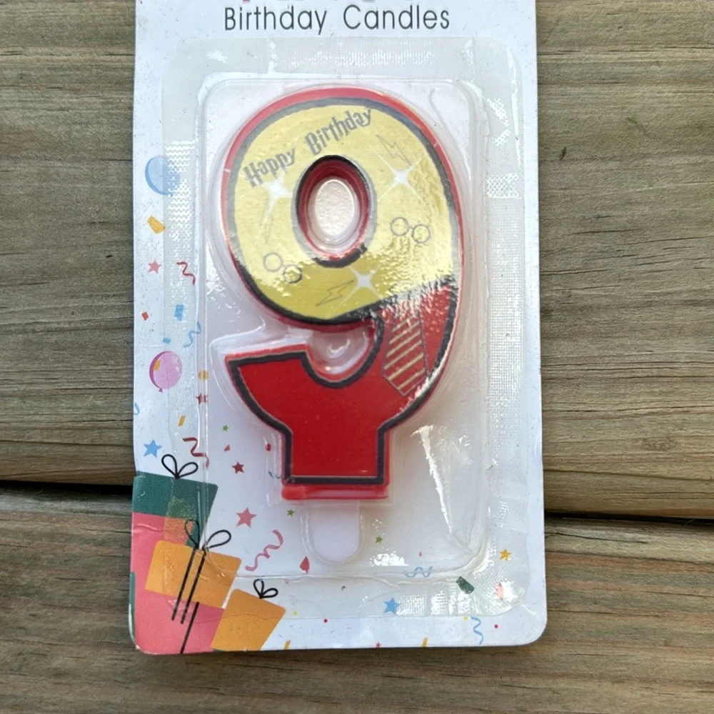 NWT Happy 9th‎ Birthday Party Candle Number 9 Red Yellow Harry Pottery Theme